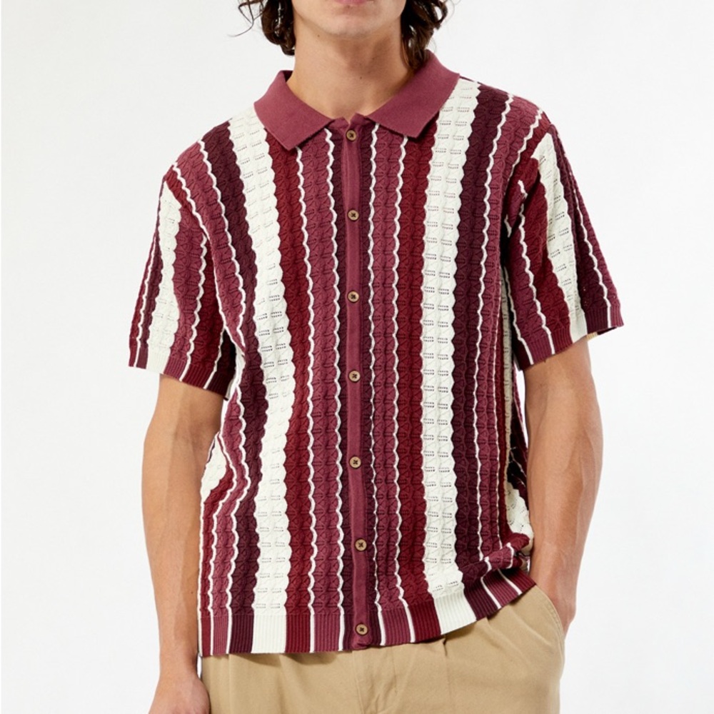 NWT PacSun Men’s Burgundy Button Down Knit Polo XL
